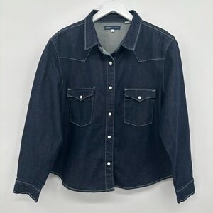 Levis Made & Crafted Denim Jacket Shirt Shacket Womens‎ XL Western Pearl Snap